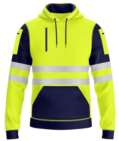 Heren Hi-Viz Pullover Hoodie met Reflecterende Tape - Veiligheidsjas met Ritszakken en Hoge Zichtbaarheid - Verkrijgbaar in XL en Meer Maten