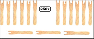 250x Frietvorkje hout 85mm - In doosje geleverd - Patat friet frites bakje snack vorkje festival thema feest party