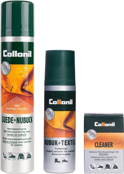 Suède + Nubuck schoenverzorging set | merk: Collonil | kleurloos voor elke kleur schoen te gebruiken | 3-delig Schoenverzorging set om je schoenen weer als nieuw te maken | voordeelpakket
