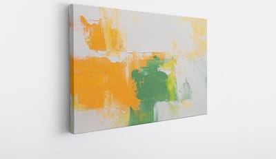 Saammp Canvas Schilderij - Groen oranjeAbstract - 30x20 - Foto op canvas - Wanddecoratie - Muurdecoratie Woonkamer - Slaapkamer decoratie - Canvas Print