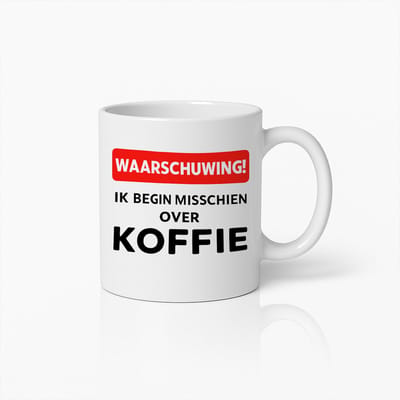 Grappige 330ml Koffie Waarschuwing Mok – Humoristische Koffieliefhebbers Beker