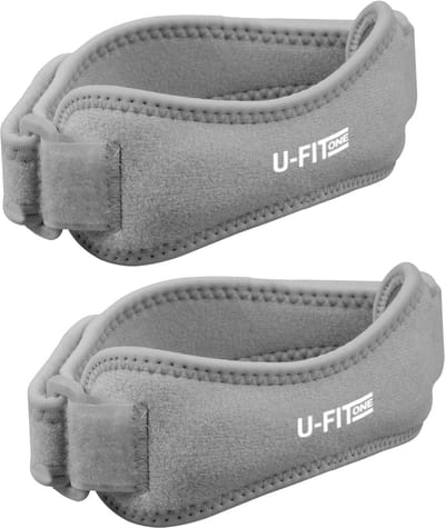 U Fit One 2 Stuks Knie Brace - Patellaband - Knieband - Verstelbaar Knie Brace - Patella riem knie - Patellabrace - Grijs
