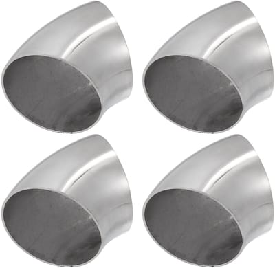 Dailygoods- Uitlaatpijp 45 Graden - 63 mm Buitendiameter - Set van 4 Stuks - Roestvrij Staal - Hoogwaardige Kwaliteit - Duurzaam en Oxidatiebestendig - Uitlaatbocht