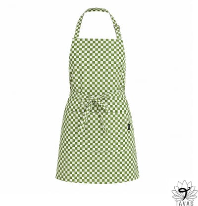 Culinary Keukenschort - Groen Geruit - 60x80 cm - Kookschort met Zakken en 86 cm Tailleband - Horeca - Keukenschort Dames - Keukenschort Heren