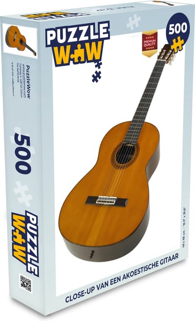 Puzzel Close-up van een akoestische gitaar - Legpuzzel - Puzzel 500 stukjes