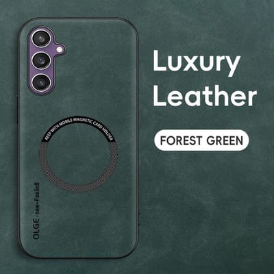 Luxe Leer Voor Magsafe Magnetische Draadloze Opladen Telefoonhoesje Voor Samsung Galaxy S26 S25 S24 S23 S22 Ultra Plus Achterkant For Galaxy S22 Ultra groen