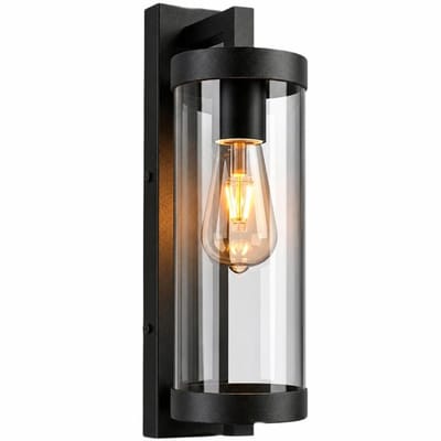 Luminize wandlamp buiten - buitenlamp met glas - cilinder - E27 fitting - tuinverlichting - gevelverlichting - modern design - zwart
