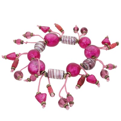 Behave – Armband – Fuchsia – Goudkleurig – Statement sieraden – Handgemaakt – Glaskralen