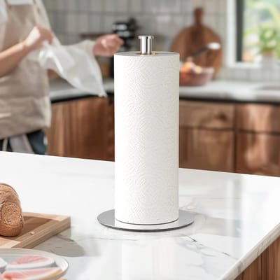 Famanu - Keukenrolhouder – vrijstaande papieren handdoekhouder standaard, antislip, moderne aanrechtorganizer past op de meeste papierrollen