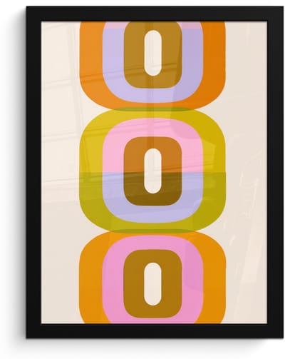 Poster in lijst - Fotolijst 30x40 cm - Posters - Stapel - Vormen - Geblokt - Oranje - Posterlijst zwart - Decoratie - Wanddecoratie woonkamer - Muurdecoratie slaapkamer