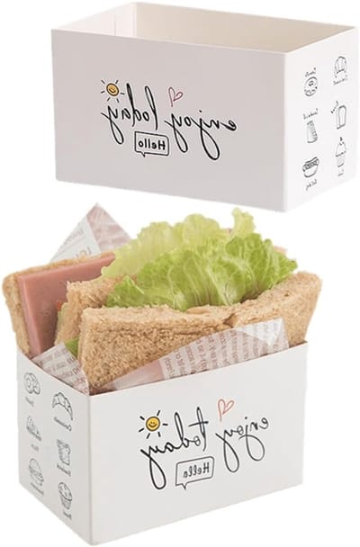 Set van 50 Papieren Afhaalcontainers voor Sandwiches, Mini Burgerdozen en Toasthouders - Ideaal voor Restaurants en Picknicks