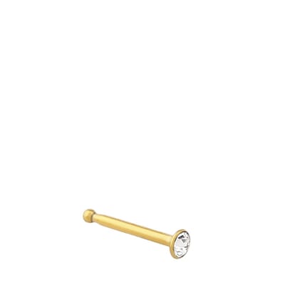 Lucardi Dames Stalen neuspiercing gold bone kristal - Piercing - Staal - Goudkleurig