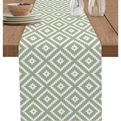 Moderne Abstracte Geometrische Groene Linnen Tafel Runner Bruiloft Feest Decor Boerderij Keuken Eettafel Runner Commode Sjaal Decor 150x33cm beige