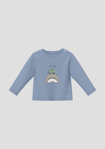 Langarm T-shirt met print aan de voorkant en drukknoopsluiting voor baby s.Oliver