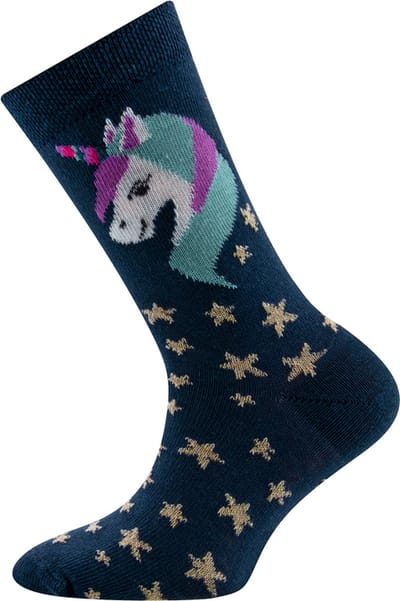 Ewers Kindersokken Meisjes - Eenhoorn en Sterren - Donkerblauw & Goud-31/34