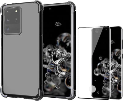 Hoesje geschikt voor Samsung Galaxy S20 Ultra - Transparant Shock Proof Siliconen Case + Screenprotector Full