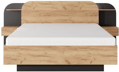 Vente-unique Bedframe hout zwart 160 x 200 cm JUVISIA