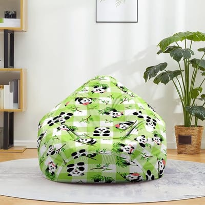 Zitzakhoes - Luie stoelhoes - Speelgoed opbergen - Wasbaar materiaal - 100x120cm - Groen Plaid