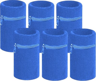 Arowell Premium Polszweetbandjes met Portemonnee en Rits – Kobaltblauw – 12 x 8 cm – Set van 6