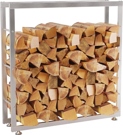 Roestvrij Stalen Brandhoutrek met Vloerbeschermers - 25x100x100 cm
