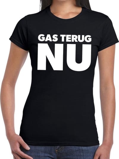 Groningen protest t-shirt gas terug NU zwart voor dames - Grunnen gas terug NU shirt voor dames S