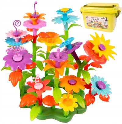 Playos® - Constructiespeelgoed - Bloementuin - 73 delig - in Opbergkoffer - Bouwen - Bouwset Bloemen - Speelgoed