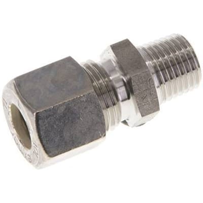 10L & R1/4'' RVS Rechte Knelfitting Buitendraad 315bar ISO 8434-1