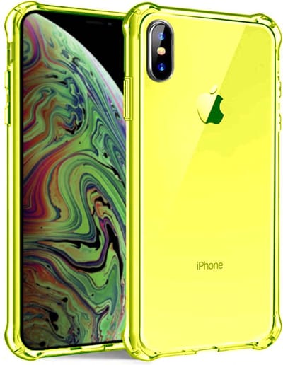 Smartphonica iPhone X/Xs transparant siliconen hoesje - Neon Geel geschikt voor Apple iPhone X/10;Apple iPhone Xs