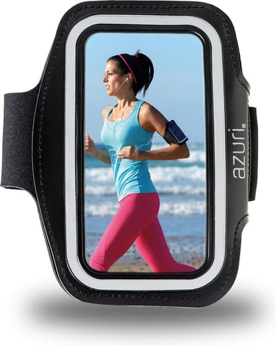 Azuri sport armband universeel smartphone voor Apple, Samsung, LG, HTC, Nokia, Huawei en Acer- maat large - zwart