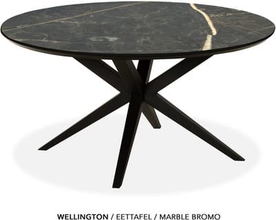 Maxfurn - Eettafel rond met verjongde rand | Zeer krasvast | Kleur: Marble bromo | diameter 120cm