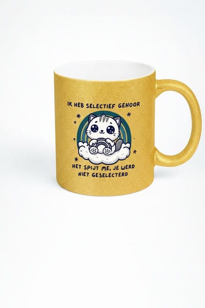 Grappige Mok 'Selectief Gehoor' - Perfecte Koffiemok voor Eigenwijze Kattenliefhebbers