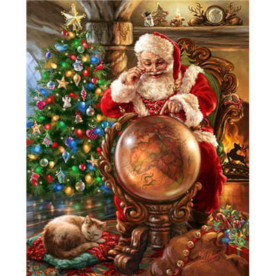 5D DIY Diamantschilderij Kruissteek Kerstman Kerstcadeau Huisdecoratie Borduurwerk 20X30CM beige