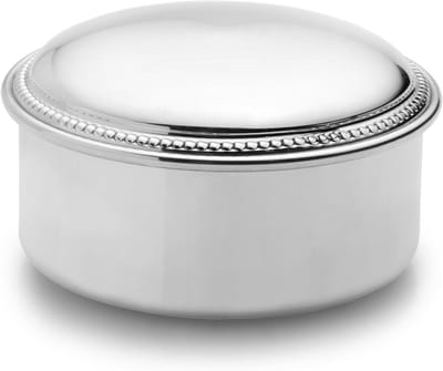 Sieraden Doos - Juwelendoos Tinnen - Opbergen Sieraden - Gekralde Rand Deksel - 3 inch diameter - Zilver