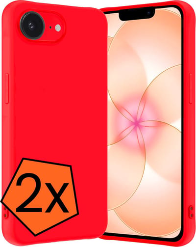 Hoes - 2 Stuks - Geschikt voor Apple iPhone 17e - Sterk & Shockproof - Case Siliconen - Back Cover - Telefoon Hoes - Rood