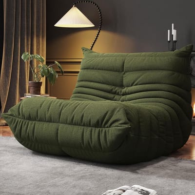 Comfortabele Zitzak Fauteuil met Memory Foam Vulling - Zachte Teddy Stof - Groen