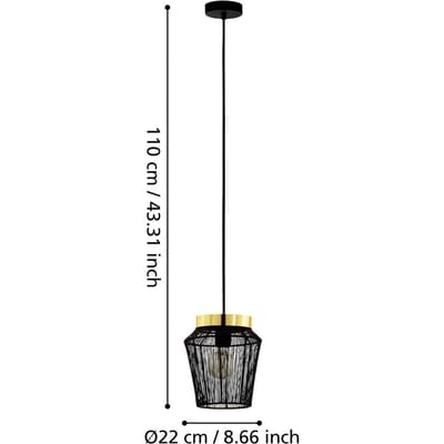 EGLO Escandidos Hanglamp - E27 - Ø 22 cm - Zwart|Koper|Goud