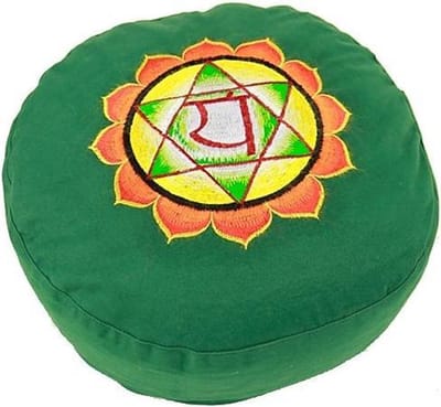 Meditatiekussen 4e chakra geborduurd - 33x17 - Boekweit - Katoen - Groen