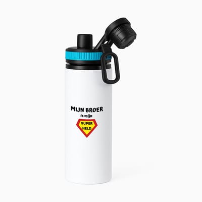 Hacebo® - mijn broer is mijn superheld waterfles met draaidop blauw - Broer - super broer - verjaardag - cadeautje voor broer - broer artikelen - kado - geschenk - water fles - 850ML