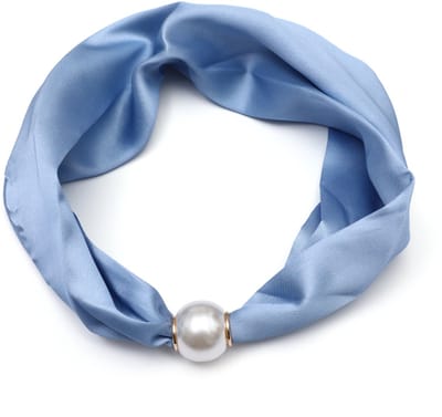 Effen Sjaal met Satijnglans en Magnetische Parelsluiting - Blauw