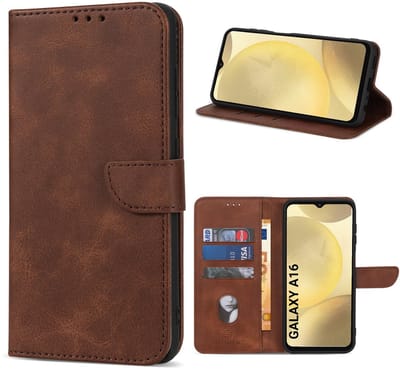 Solidenz hoesje - Geschikt voor Samsung Galaxy A16 - Bookcase - Bruin