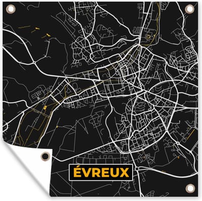Tuin poster Stadskaart - Frankrijk - Plattegrond - Kaart - Evreux - 200x200 cm - Tuindoek