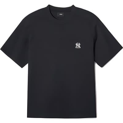 MLB SS24 New York Yankees Coton Imprimé Logo Brodé Manches Courtes T-shirt Unisexe Hauts Noir 3ATSB1143-50BKS XS black