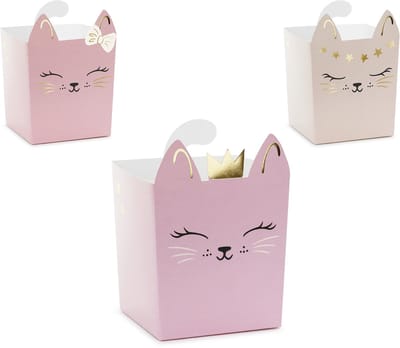 PARTYDECO - 3 snackdoosjes met gouden details voor kittens