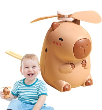 Oplaadbare mini-ventilator – Elektrische koelventilator in Capybara-stijl – design – Stille, via USB oplaadbare ventilator voor persoonlijke verkoeling – Geschikt voor reizen, buiten, thuis en op kantoor