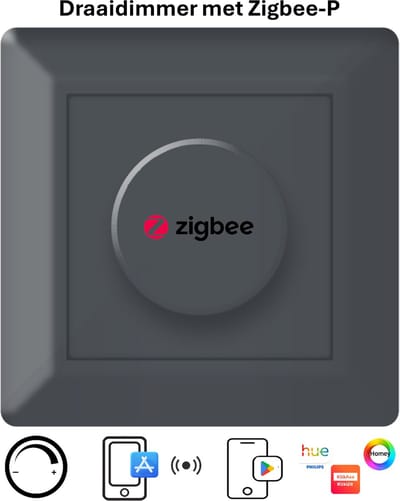 Freelux Draaiknop | Zigbee-P | Led Dimmer | 230VAC - 250VA/1,1A | Antraciet mat gelakt