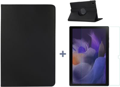 Hoesje Geschikt Voor Samsung Galaxy Tab A8 Hoes Zwart - Hoesje Geschikt Voor Samsung Galaxy Tab A8 hoesje 2021 - tablethoes draaibare book case Hoesje Geschikt Voor Samsung Galaxy Tab A8 Screenprotector / tempered glass