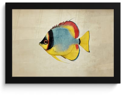 Poster in lijst - Fotolijst 30x20 cm - Posters - Kleurrijk - Vis - Schubben - Illustratie - Posterlijst zwart - Decoratie - Wanddecoratie woonkamer - Muurdecoratie slaapkamer