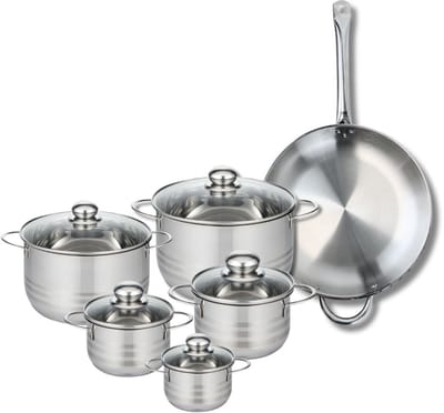 Set van 1 Koekenpan 32 cm en 5 kookpotten 12, 14, 16, 20 en 24 cm Elo Profi Brillant