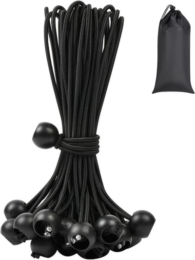 Set van 25 Elastische Touwen met Ballen van 20 cm voor Zeilen, Tent en Campinggebruik - Duurzame en Draagbare Rubberbanden voor Diverse Toepassingen