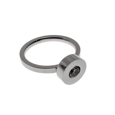 Minimalistische Damesring met Fonkelende Zirkonia Steen, Fijne Ring Dames - Gepolijst RVS